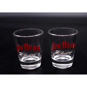 Jim Beam Racing Shot Glasses Commemorative NASCAR Collectible Set of 2